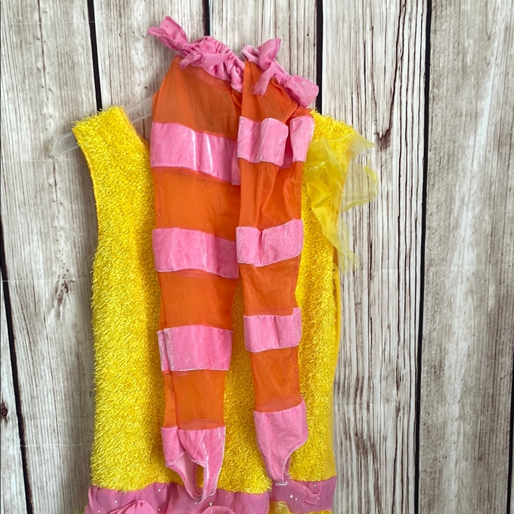*Adult Women’s Big Bird Inspired Flapper Style Pink and Yellow Costume Dress - Picture 3 of 6